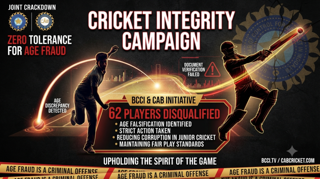 BCCI Age Fraud Action: BCCI और CAB का बड़ा एक्शन, उम्र धोखाधड़ी में 62 खिलाड़ी अयोग्य घोषित